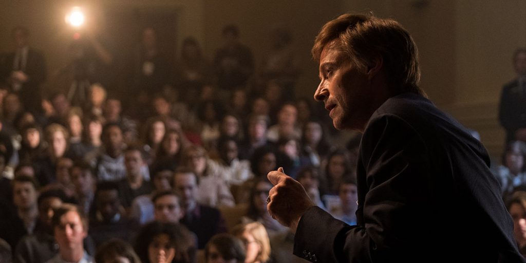 Hugh Jackman as Senator Gary Hart in Jason Reitman's The Front Runner.