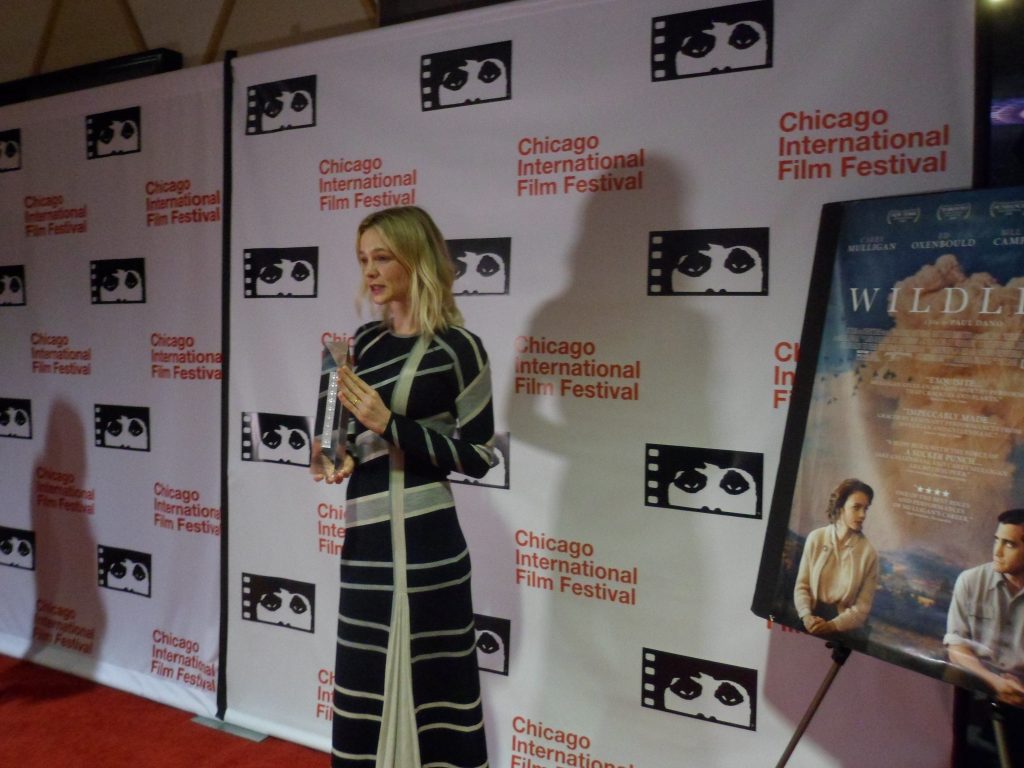 Carey Mulligan is presented with the Artistic Achievement Award at the 54th Chicago International Film Festival.