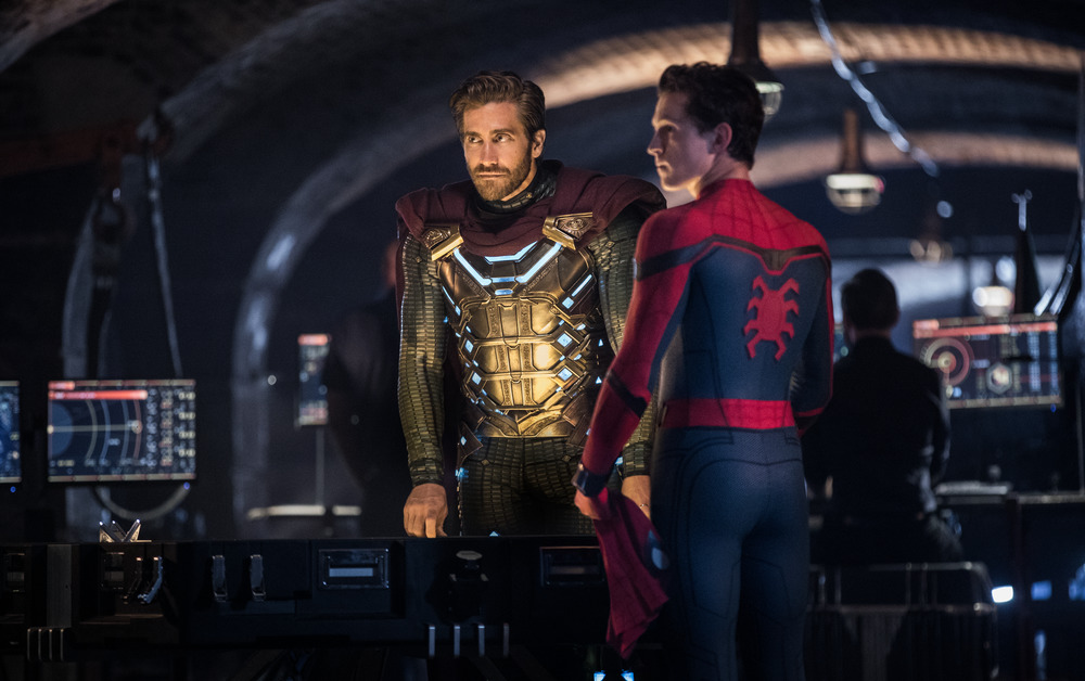 Mysterio/Quentin Beck (Jake Gyllenhaal) and Spider-Man Peter Parker (Tom Holland) star in Columbia Pictures' Spider-Man: Far From Home