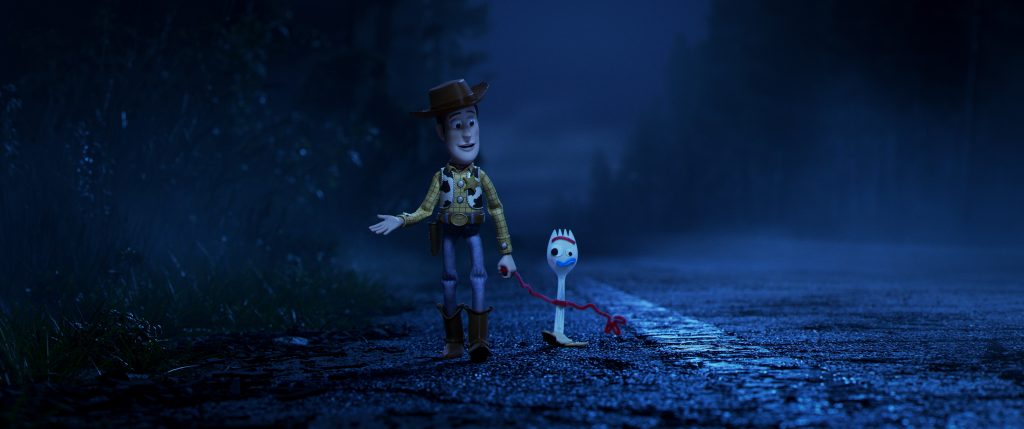 Woody (Tom Hanks) and Forky (Tony Hale) in Disney-Pixar's Toy Story 4.