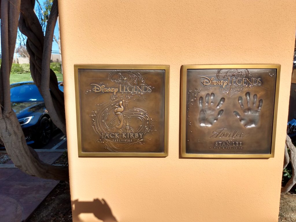 Stan Lee and Jack Kirby's plaques in the Disney Legends Plaza.