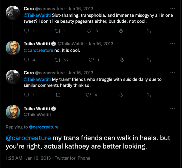 Taika Waititi, transphobic tweet, transphobic tweets