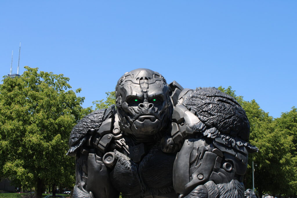 Optimus Primal, one of three Transformers at Navy Pier in Chicago.