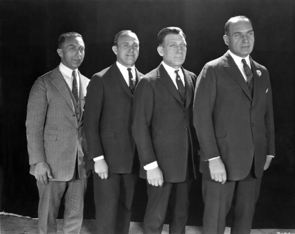 L-R: Harry Warner, Jack L. Warner, Sam Warner, and Albert Warner, circa 1926, aka the Warner Brothers, Warner Bros.