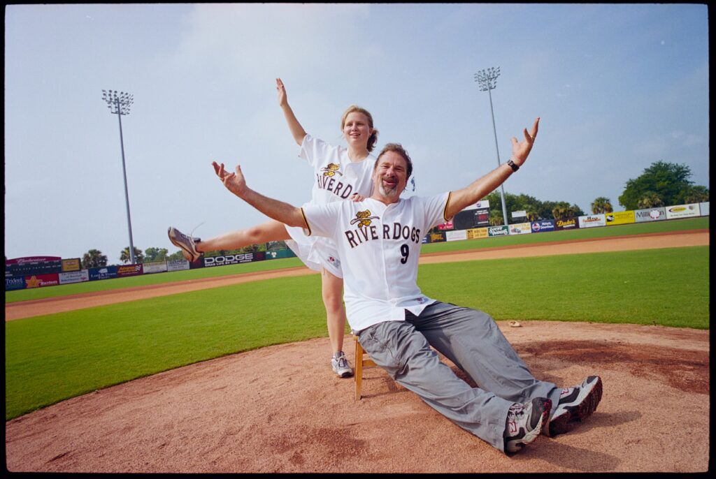 (L to R) Rebecca Veeck and Mike Veeck in The Saint of Second Chances.