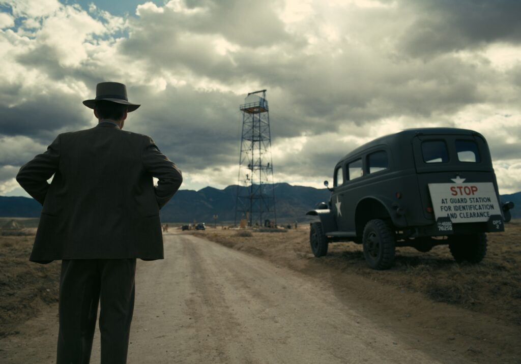 Cillian Murphy is J. Robert Oppenheimer in OPPENHEIMER, written, produced, and directed by Christopher Nolan.