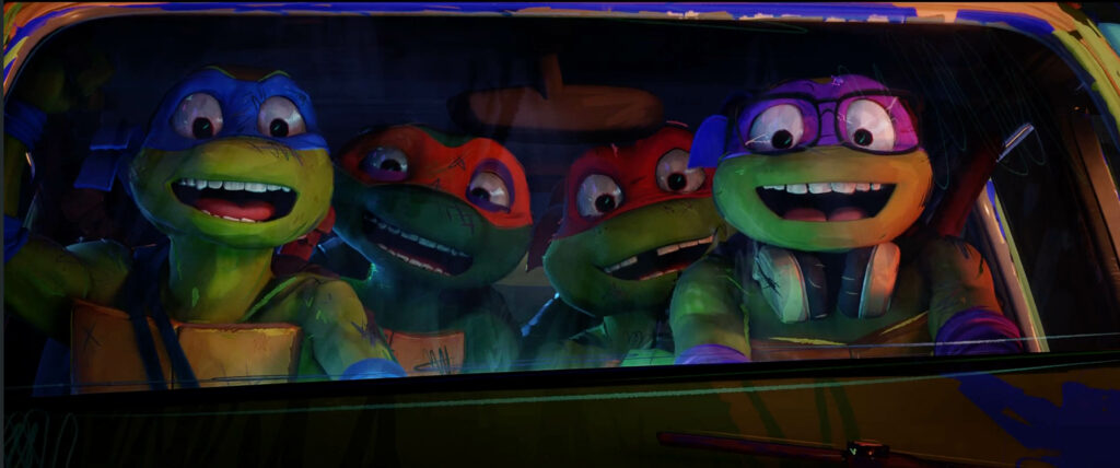 L-R: LEO, MIKEY, RAPH and DONNIE in TEENAGE MUTANT NINJA TURTLES: MUTANT MAYHEM.