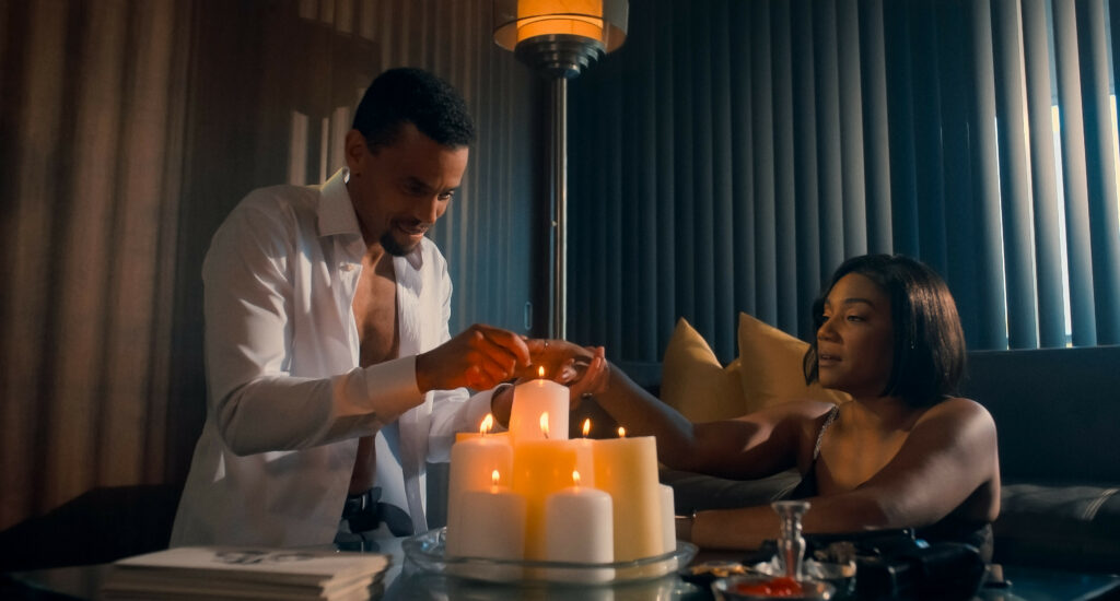 Michael Ealy and Tiffany Haddish in "The Afterparty," now streaming on Apple TV+.