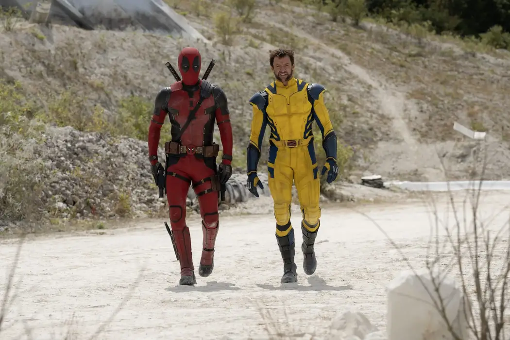 (L-R): Ryan Reynolds as Deadpool/Wade Wilson and Hugh Jackman as Wolverine/Logan 20th Century Studios/Marvel Studios' DEADPOOL & WOLVERINE.