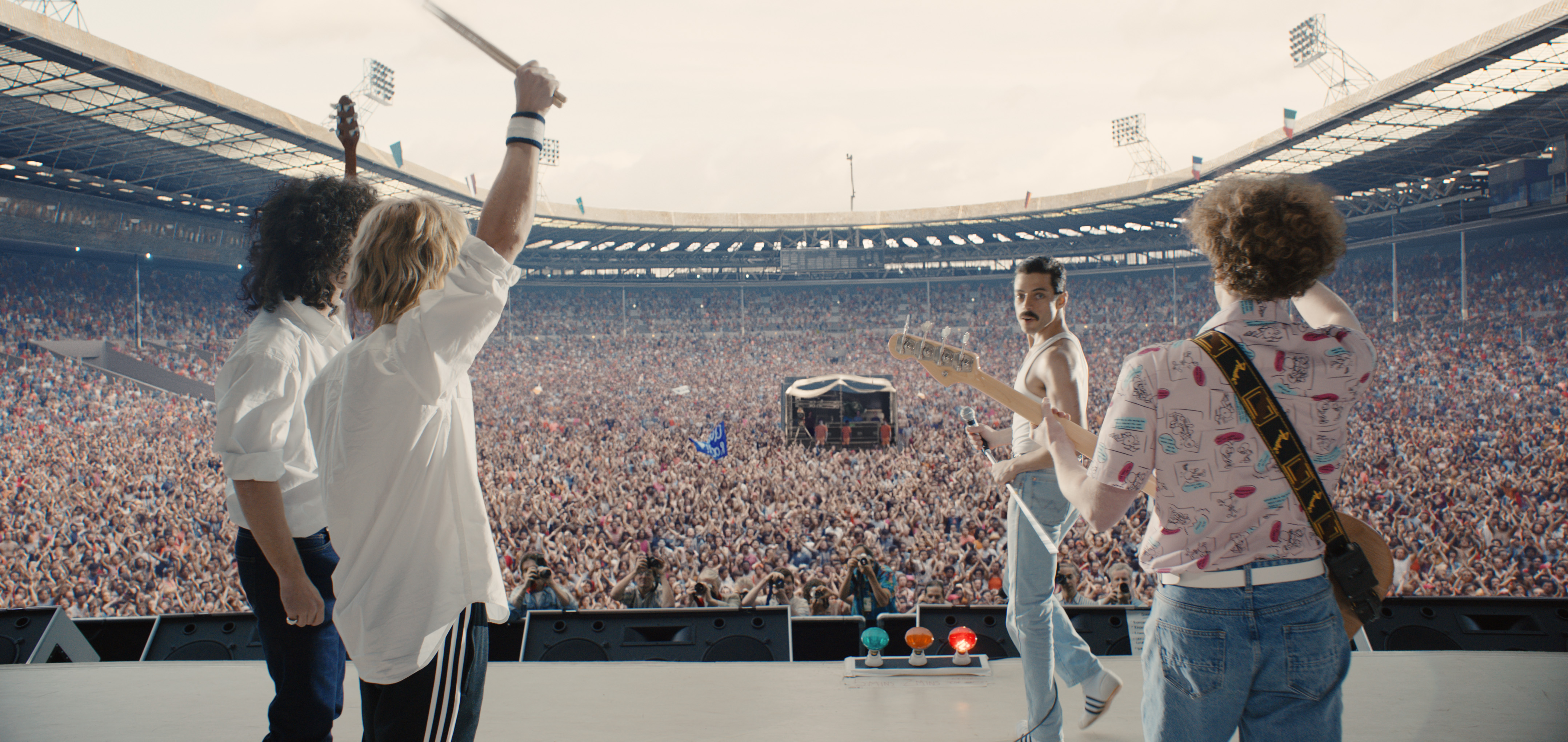 Gwilym Lee (Brian May), Ben Hardy (Roger Taylor), Rami Malek (Freddie Mercury), and Joe Mazzello (John Deacon) star in Twentieth Century Fox’s BOHEMIAN RHAPSODY.