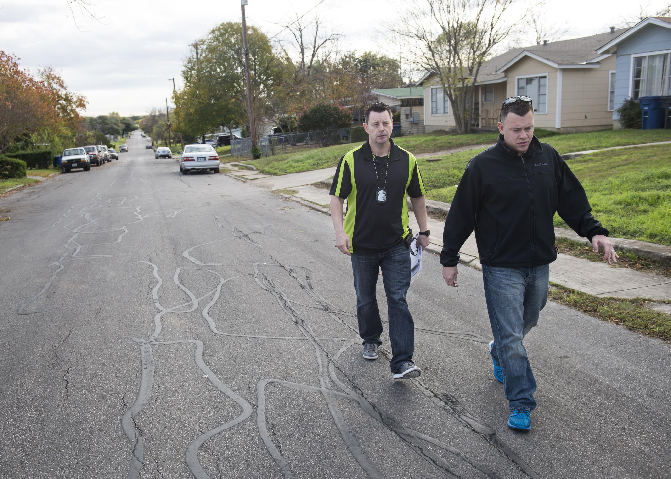 Officers Smarro and Stevens on the job in San Antonio in Ernie and Joe.