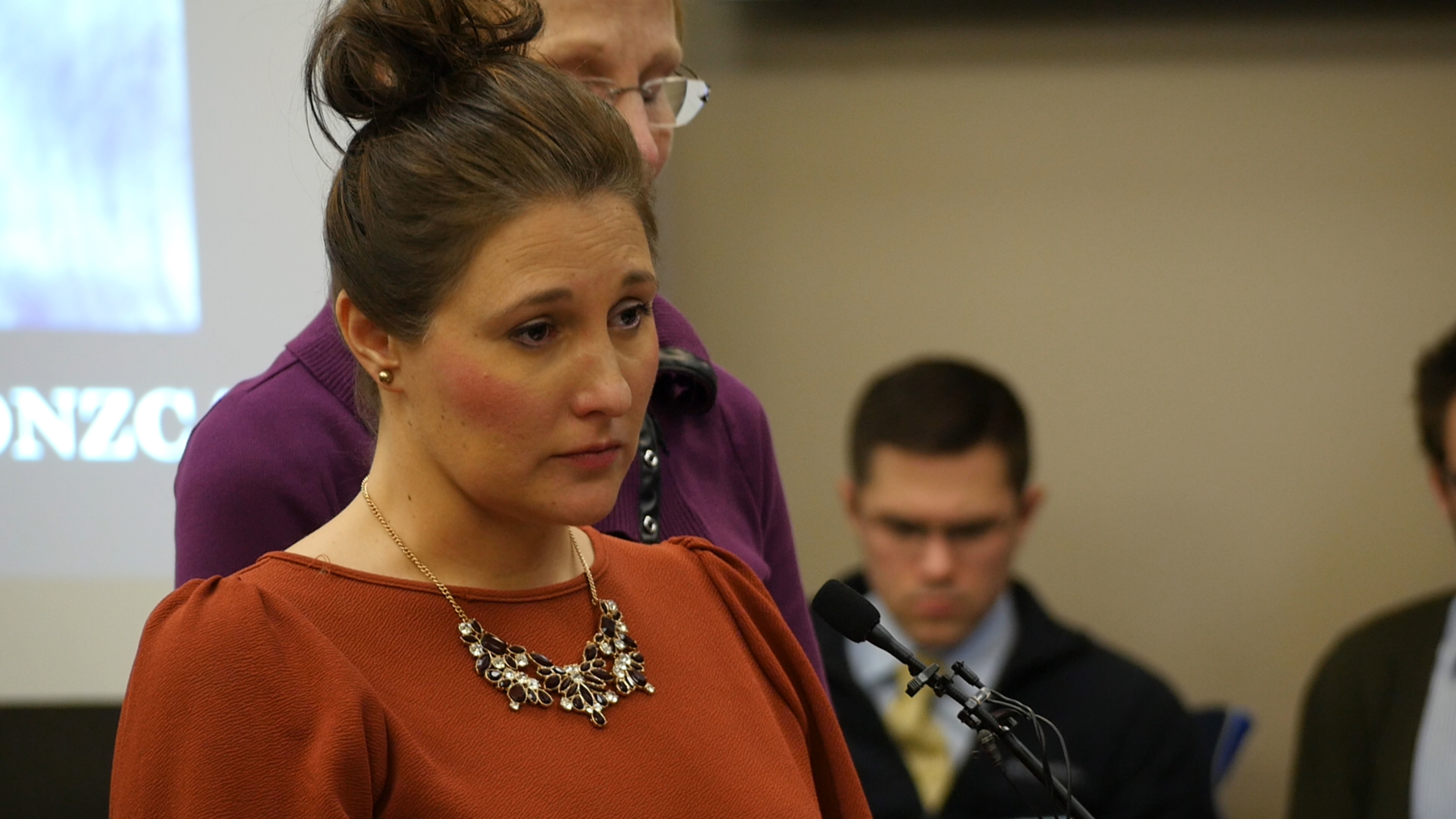 Trinea Gonszar faces long time family friend Larry Nassar to give her victim impact statement in Ingham County, MI in At the Heart of Gold.