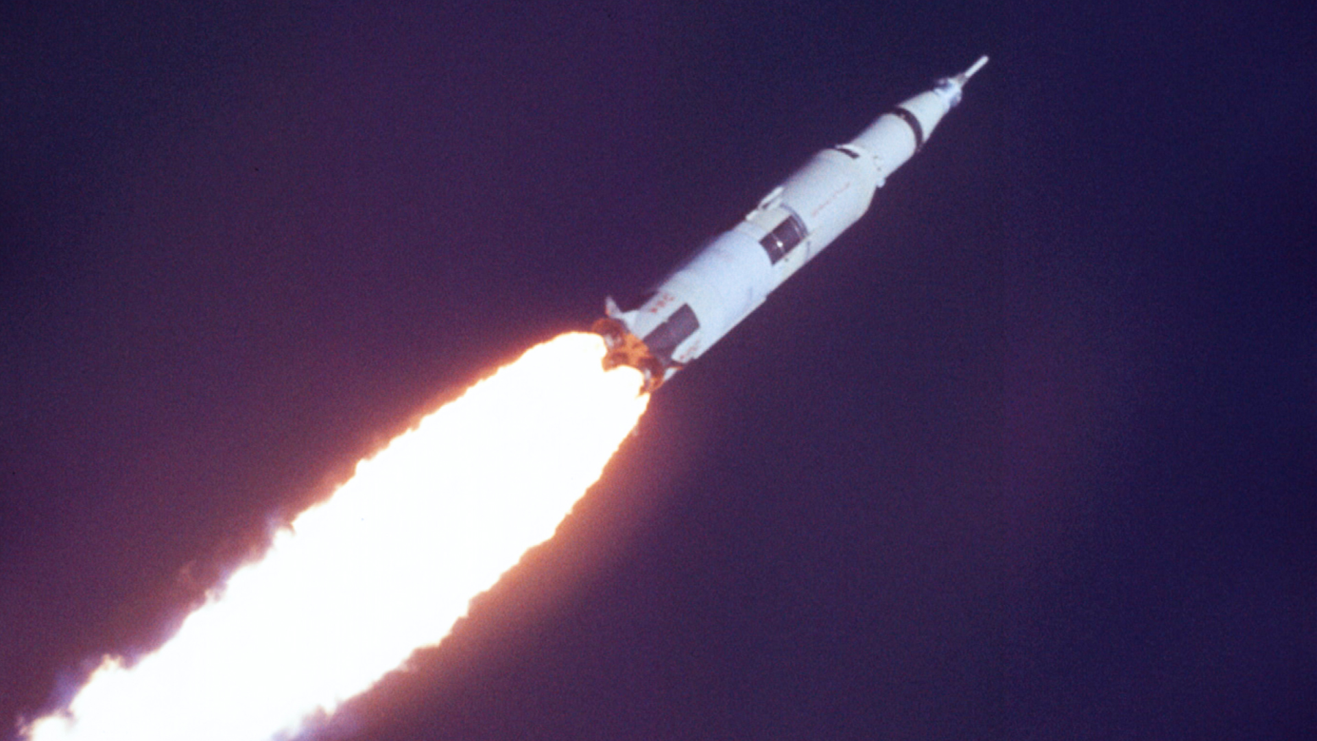 A still of the Saturn V Launch in First to the Moon.