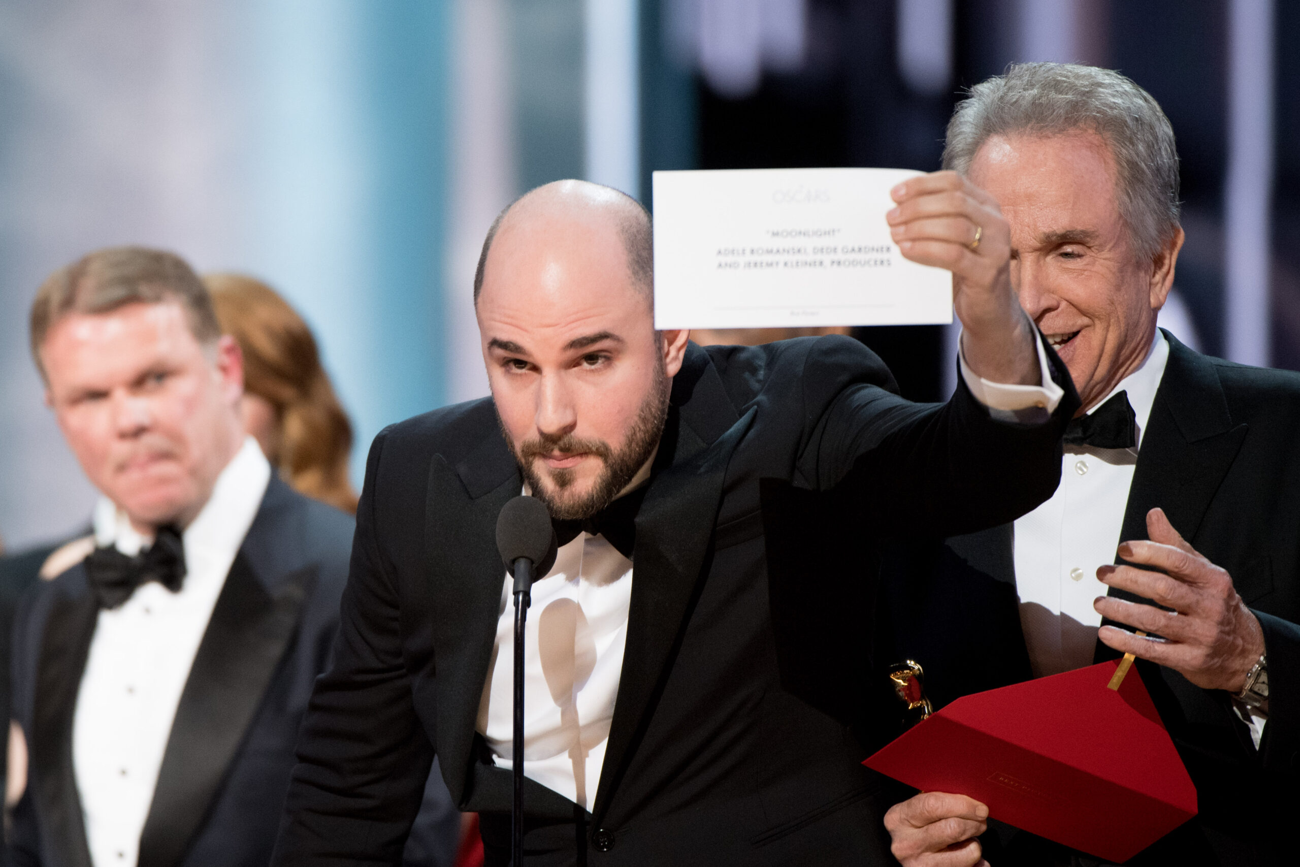 Jordan Horowitz announces Moonlight as Best Motion Picture of the Year during the live ABC telecast of the 89th Oscars.