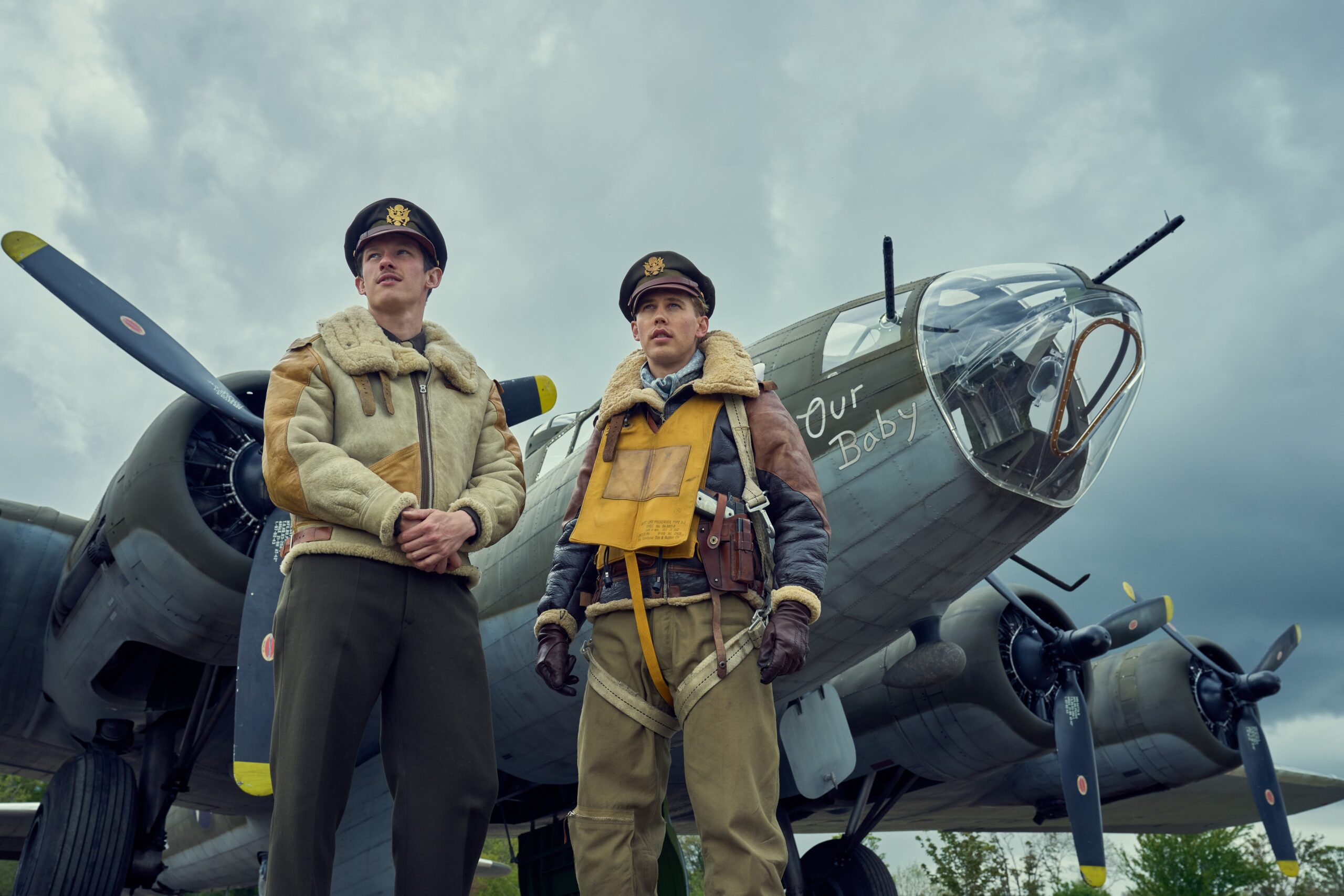 Episode 1. Callum Turner and Austin Butler in "Masters of the Air," premiering January 26, 2024 on Apple TV+.