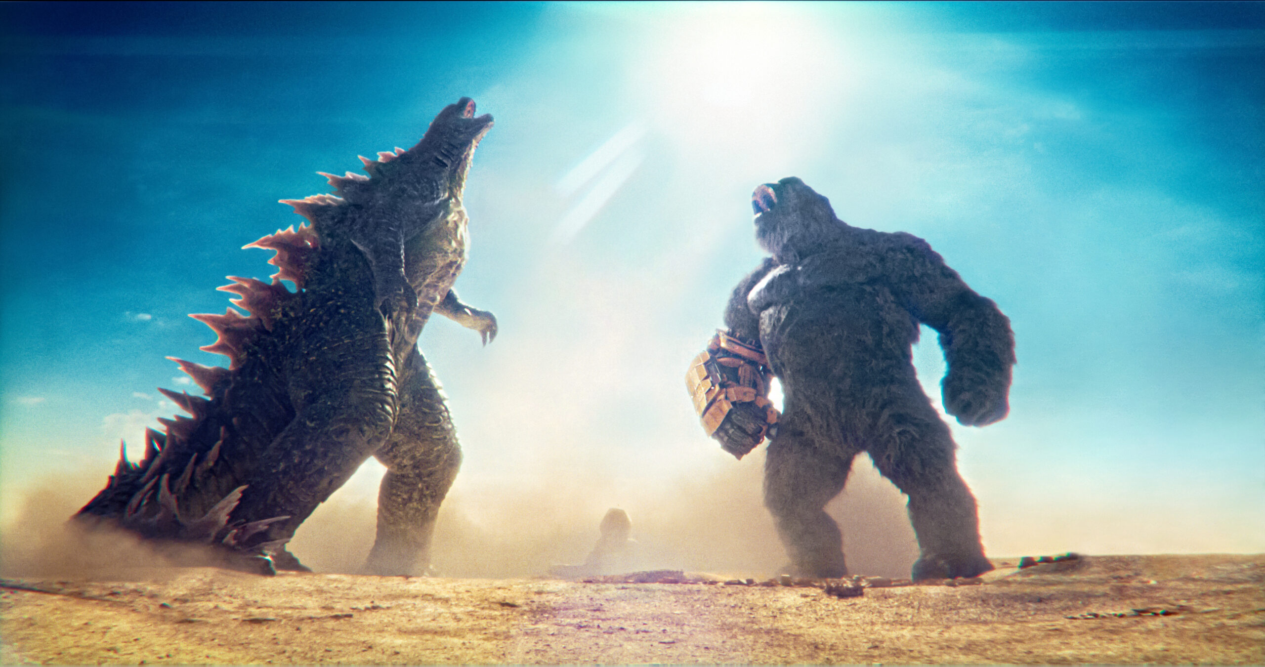 (L to r) GODZILLA and KONG in Warner Bros. Pictures and Legendary Pictures’ action adventure “GODZILLA x KONG: THE NEW EMPIRE,” a Warner Bros. Pictures release.