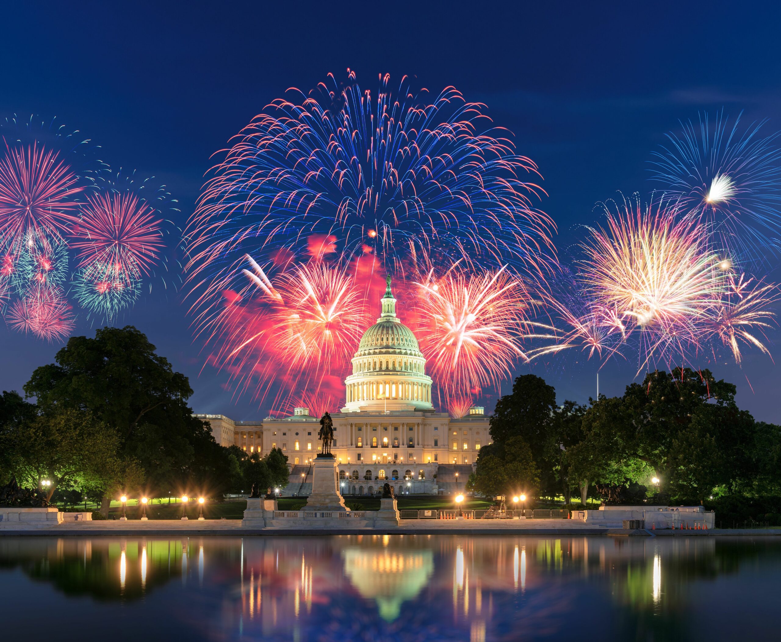 Fireworks over the U.S. Capitol in A Capitol Fourth.