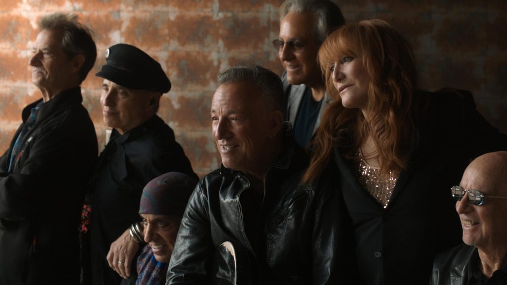 Garry Tallent, Nils Lofgren, Steven Van Zandt, Bruce Springsteen, Max Weinberg, Patti Scialfa, and Roy Bittan in ROAD DIARY: BRUCE SPRINGSTEEN AND THE E STREET BAND.