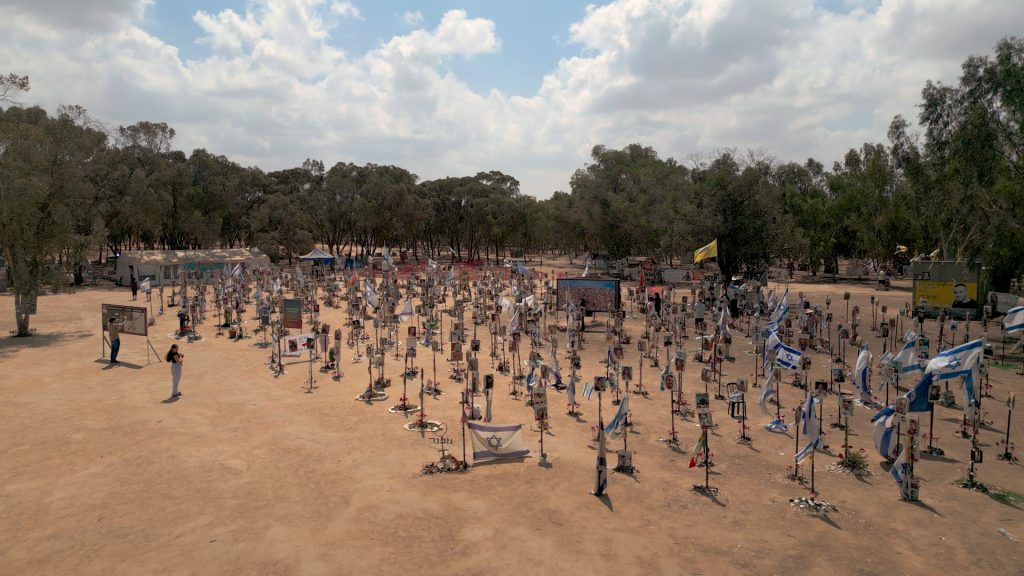 A drone shot in The Killing Roads of the Nova Music Festival site.