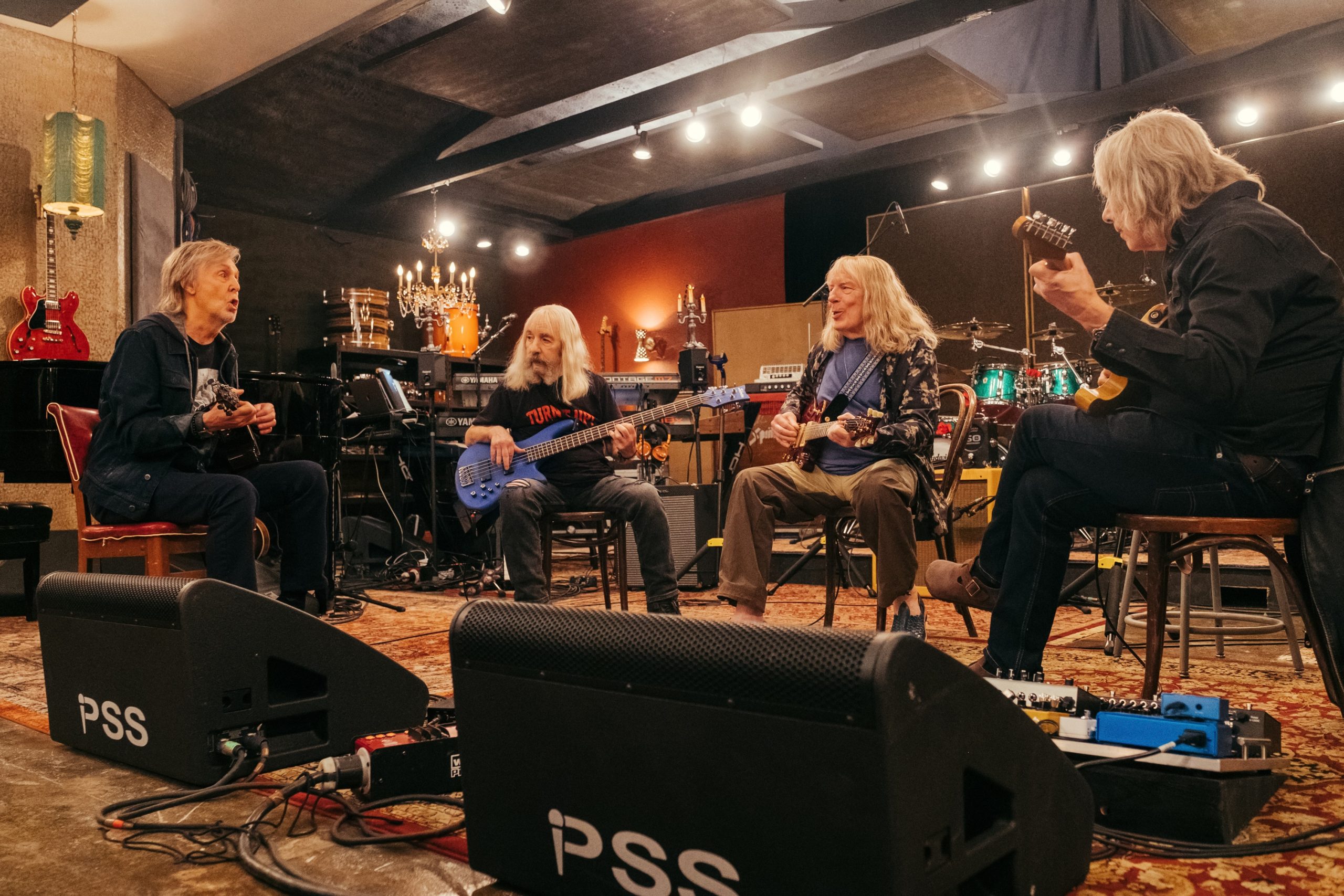 L-R: Paul McCartney, Harry Shearer, Michael McKean and Christopher Guest in Bleecker Street's SPINAL TAP II: THE END CONTINUES.