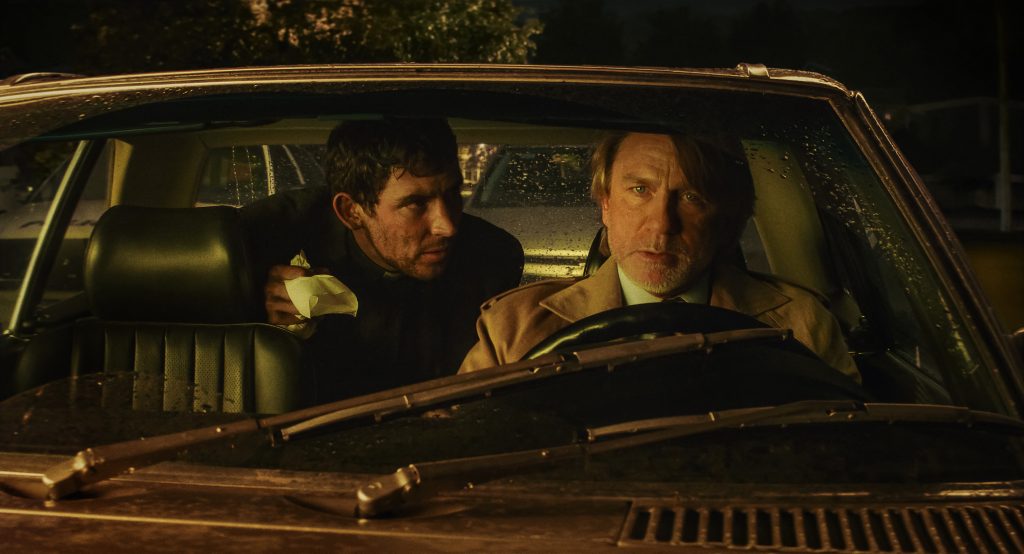 (L-R) Josh O'Connor and Daniel Craig in Wake Up Dead Man.