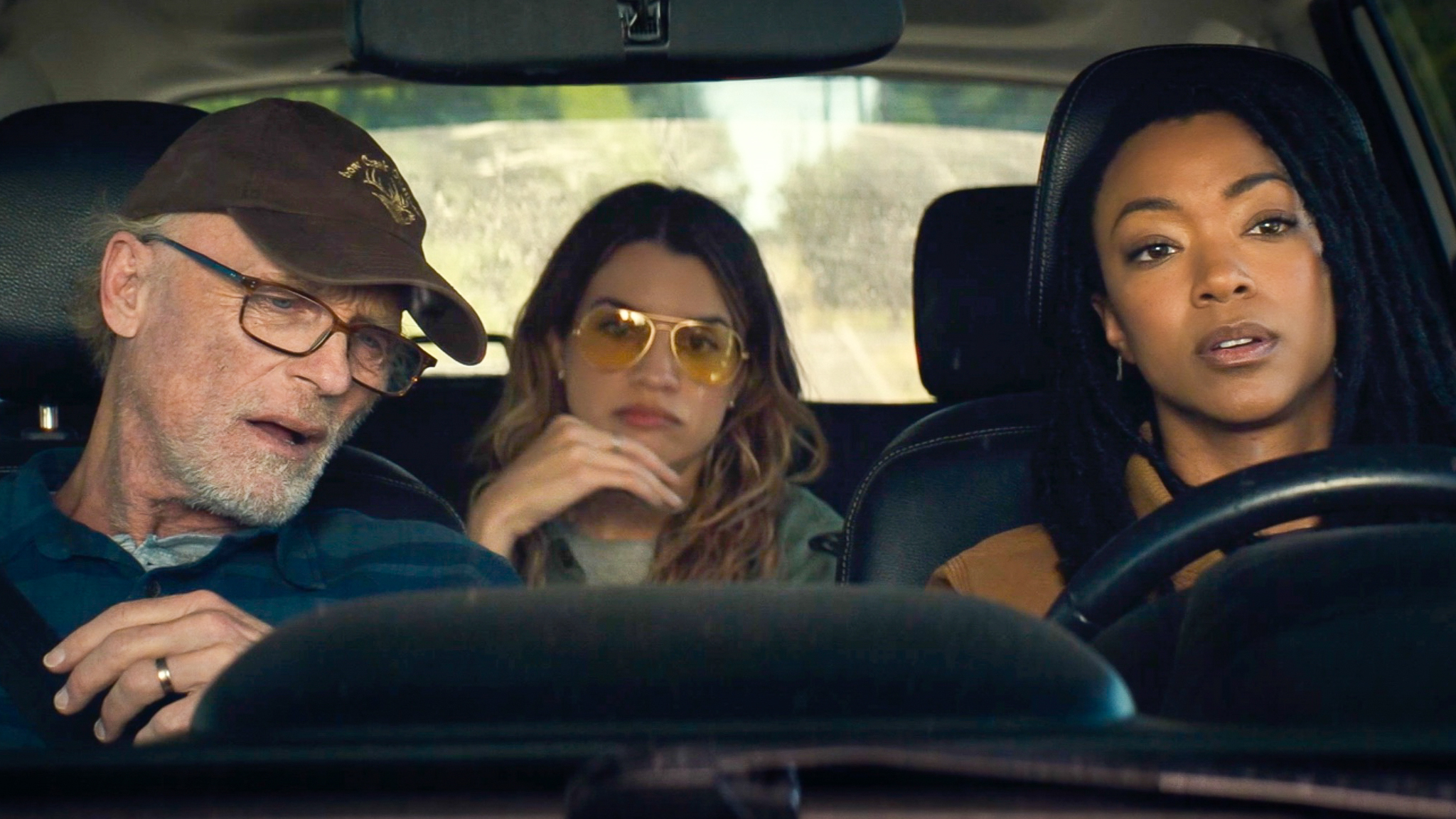 L-R: Ed Harris, Natalie Morales, and Sonequa Martin-Green in My Dead Friend Zoe.