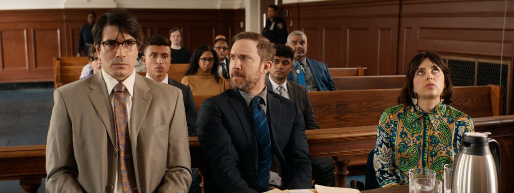 L-R: Brandon Routh, Sam Huntington, and Krysta Rodriguez in Out of Order.