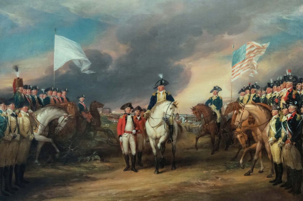 A still from The American Revolution: The Surrender of Lord Cornwallis at Yorktown, October 19, 1781; By: John Trumbull; ca. 1787-1828.
