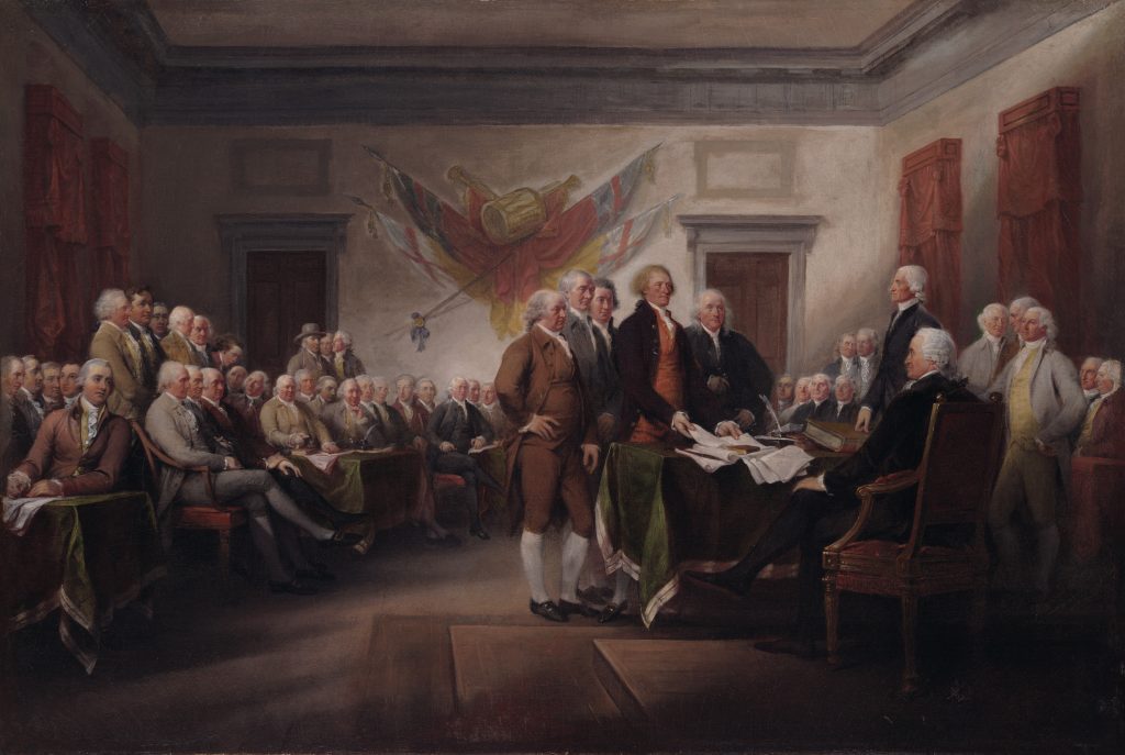 The Declaration of Independence, July 4, 1776. Painting by John Trumbull, 1818.