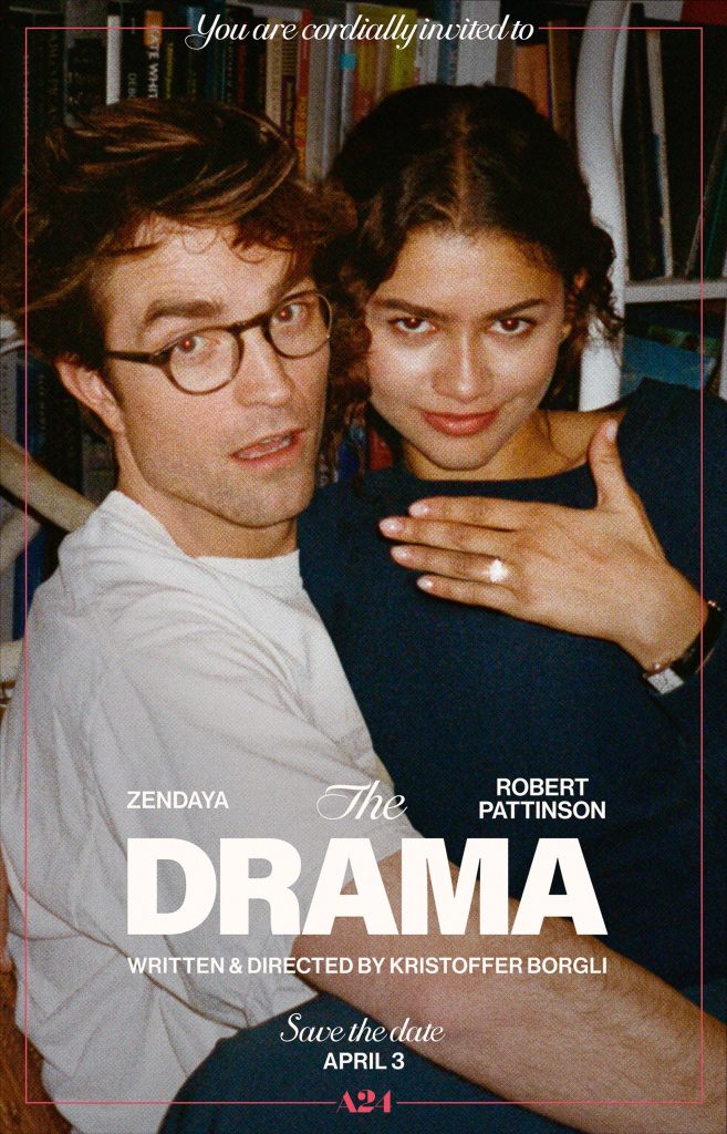 Robert Pattinson and Zendaya on the digital one-sheet poster of The Drama.